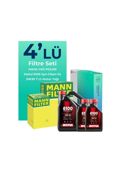 Mann Jaguar S-Type 3.0 Filtre Bakım Seti Motul Motor Yağlı (2000-2008) 4 Lü