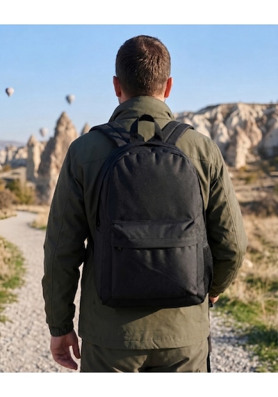 Tebag İki Gözlü Sırt Çantası Siyah Siyah