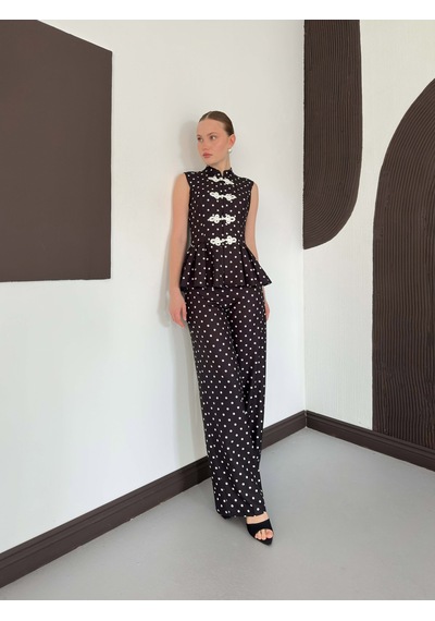 Verymoda Puantiyeli Pantolon D3075 Siyah