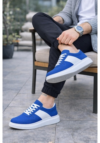Aymood Jy011 Line Erkek Günlük Bağcıklı Süet Spor Sneaker Ayakkabı Sbt - Mavi/beyaz