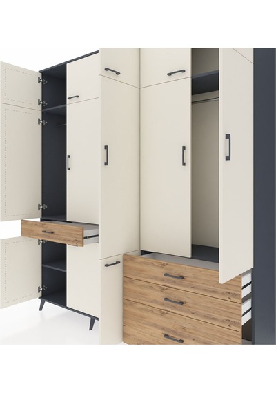 Hyperion Dolap 8 Raflı 4 Çekmeceli 3 Askılı 220x44x243 Antrasit-aytaşı/çam Aytası/atlas Çam Hyperion Dolap 8 Raflı 4 Çekmeceli 3 Askılı 220x44x243 Antrasit-aytaşı/çam Aytası/atlas Çam