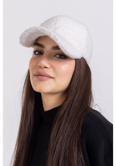 Ladycolor Şapka Peluş Ponpon Kumaş Beyaz Beyaz