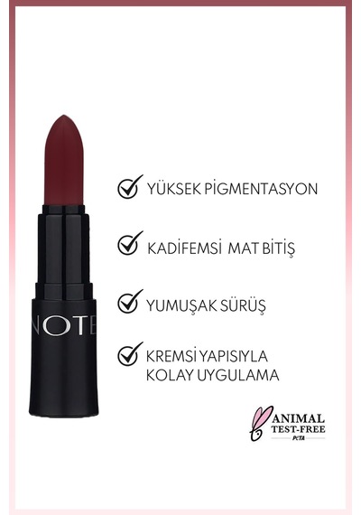 Note Mattemoist Lipstick Mat Bitişli Ruj 304 Spring - Bordo
