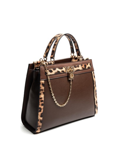 Silver Polo Sp1166 Kadın El Çantası Düz Kahve-leopar Taba