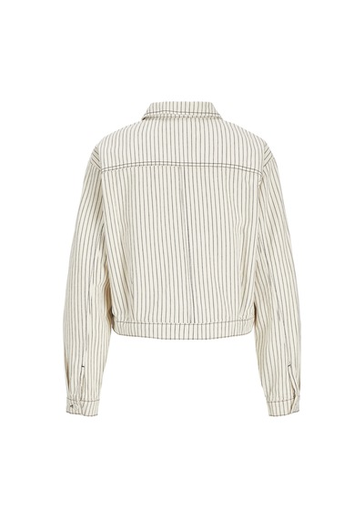 Jack & Jones Kadın Çizgili Gömlek - Maddy - 12267802 Blanc De Blanc Çok Renkli
