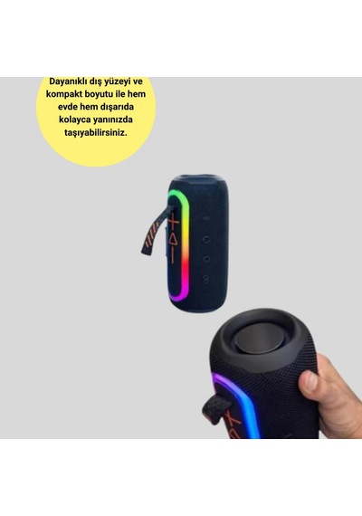 Renkli Led Işıklı Kablosuz Bluetooth Hoparlör Kırmızı Ip67 Su Geçirmez