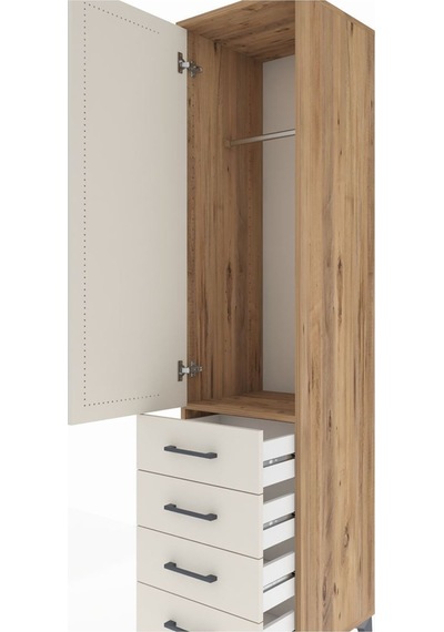 Hyperion Dolap Tek Raflı 4 Çekmeceli Tek Askılı 44x44x195 Çam-aytaşı Atlas Çam