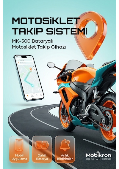 Mk-500-1 Motosiklet Gps Takip Cihazı 2026 - Mıknatıslı Kablosuz Akü Bitirmez 24 Ay Hat Dahil Şarjlı
