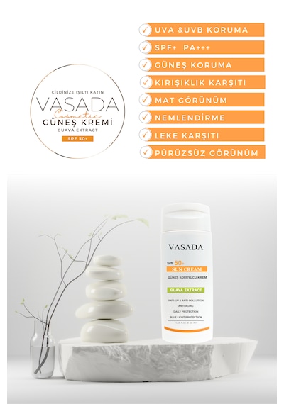 Vasada Güneş Kremi Yüksek Koruma Guava SPF50+ 50 ML