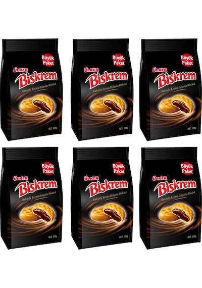 Ülker Biskrem Kakaolu Krema Dolgulu Bisküvi 6 x 200 G