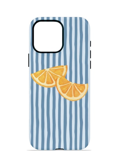 Apple iPhone Uyumlu 15 Pro Vorian Çift Katmanlı Magsafe Kılıf Blue Orange Slices