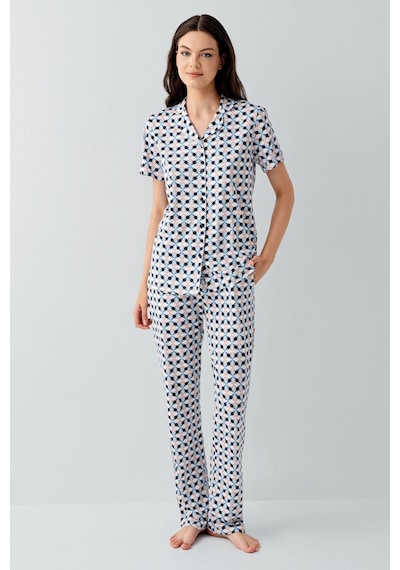 Arnetta Kadın Mavi Gömlek Pijama Takım Mavi