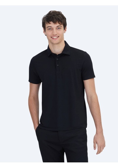 Siyah Düz Polo Yaka T-shirt Siyah