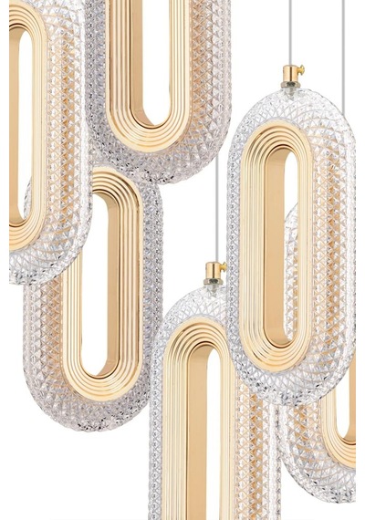 İstanbul Avize Alfa 6'li Gold Kristal Taşlı Avize Gold