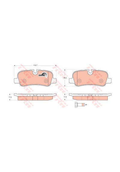 TRW GDB1632 Fren Balatası Arka Range Rover Sport 05-13 Discovery 04-