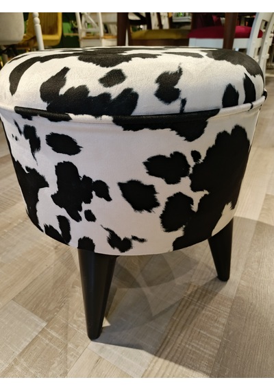 Mercan Mobilya Leopar Desen Bench Puf 43/42 Siyah Ayak Beyaz