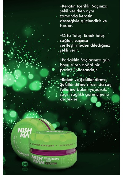 Saç Şekillendirici Wax Keratin Özlü 05 Parlak Ve Güçlü Tutuş 150 Ml