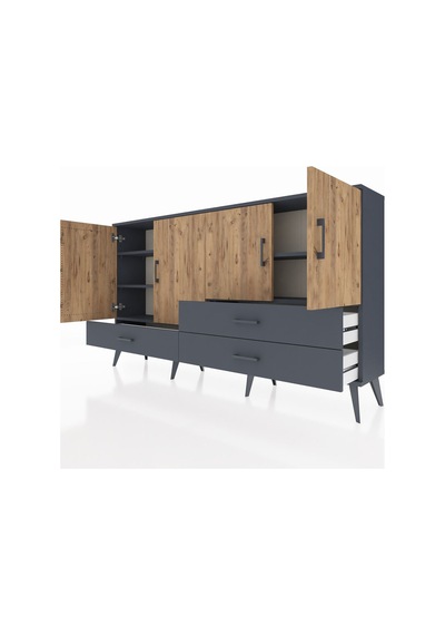 Arges Konsol 5 Raflı 3 Çekmeceli 4 Kapaklı 176x30x99 Antrasit-çam Antrasit-çam/antrasit Arges Konsol 5 Raflı 3 Çekmeceli 4 Kapaklı 176x30x99 Antrasit-çam Antrasit-çam/antrasit