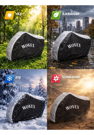 Wovex Tvs Apache Rtr 200 Motosiklet Brandası Gri Siyah Kombinasyonlu Arka Çanta Uyumlu Motor Branda