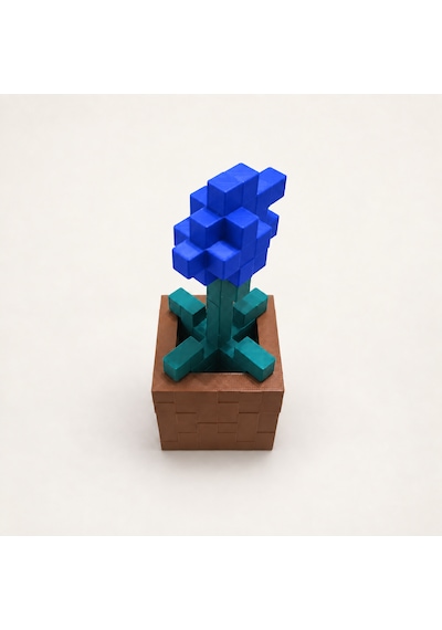 Piksel Gelincik Biblo - 3d Baskı, Minecraft Esintili Mavi