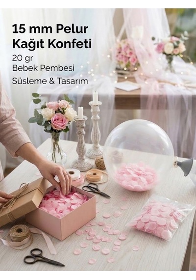 Bebek Pembe Pelur Kağıt Konfeti, 15 Mm - 20 Gr, Parti, Düğün Ve Etkinlik Süsleme Konfetisi Tüm Yaşlar Bebek Pembe Pelur Kağıt Konfeti, 15 Mm - 20 Gr, Parti, Düğün Ve Etkinlik Süsleme Konfetisi Tüm Yaşlar