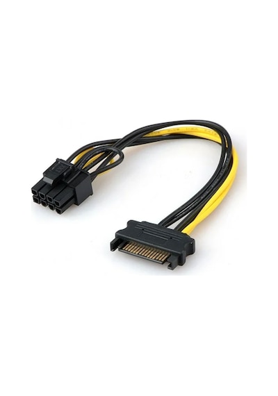 Sata 15 Pin Erkek Power To 8 Pin 6+2 Pcıe Power Kablosu 20cm