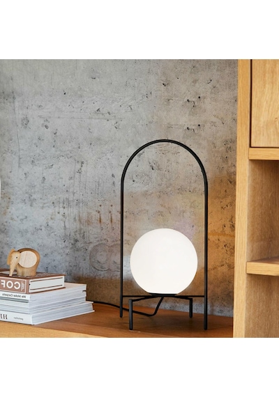 Homing Moon Siyah Metal Camlı Masa Lambası Siyah