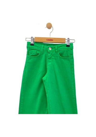 Çikoby Kız Çocuk Püskül Paça Detaylı Yüksek Bel Yeşil Mom Jeans-13773-yeşil Yeşil