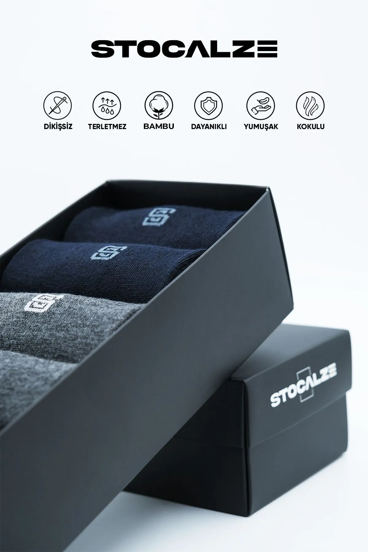 Stocalze Bambu Erkek Stocalze Logo Desenli Dikişsiz 6'lı Soket Çorap. Siyah Lacivert Antrasit Kutulu Erkek Çorap Seti Siyah - Lacivert - Antrasit Stocalze Bambu Erkek Stocalze Logo Desenli Dikişsiz 6'lı Soket Çorap. Siyah Lacivert Antrasit Kutulu Erkek Çorap Seti Siyah - Lacivert - Antrasit