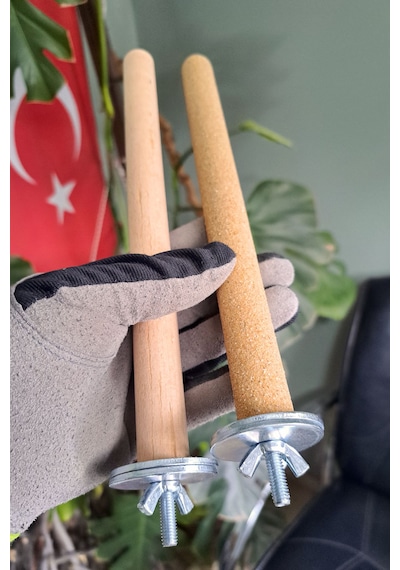 Vixpet Doğal Ahşap Papağan Tünek & Pedikür Kumlu Tünek – Ayak Bakımı ve Tüneme İçin | 25 cm - 18 mm