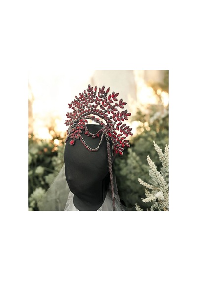 Alınlıklı Büyük Gelin,kına,nişan,söz,after,bride,party Taç Bordo - 694985918 Bordo