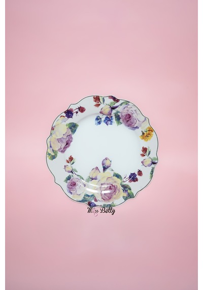 Rose Deluxe New Bone 24 Parça Yemek Takımı Sofra Sunum Seti Beyaz - Pembe