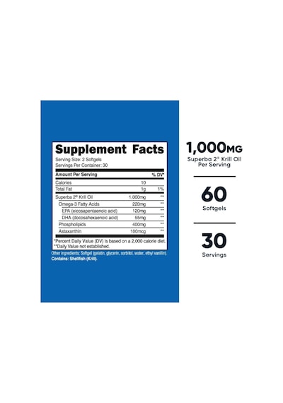 Nutricost Krill Oil 1000mg, 60 Softgels - Omega-3 Epa-dha Kri...