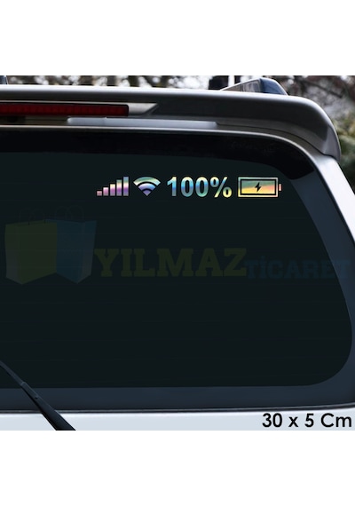 Batarya Pil Wifi Logo İcon Hologram Oto Cam Sticker Etiket