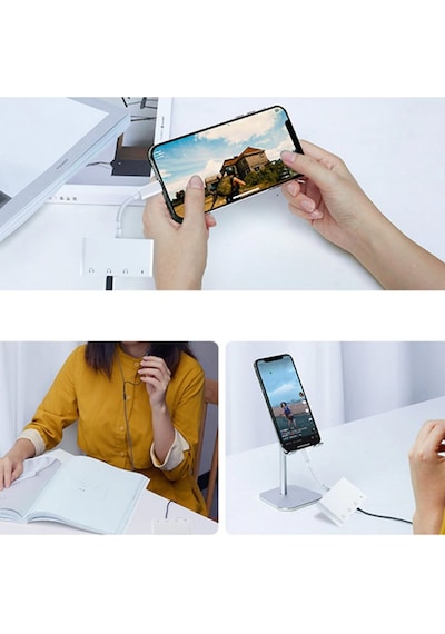 Ally Andriod Usb Type C 4In1 Otg Ses Adaptörü Çift Dc 3.5Mm Jack