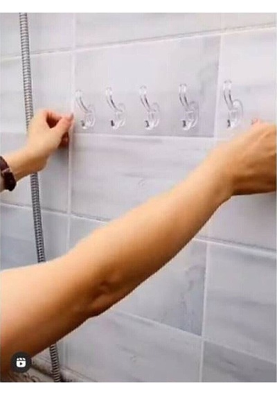 Tek Parça Kendinden Yapışkanlı 5 Kancalı Askı Plastik Şeffaf Cn Diğer