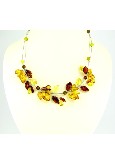 Ambergold Kehribar Kolye Özel Tasarım Damla Kehribardan Kly330 Çok Renkli