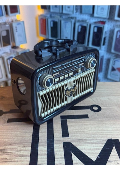 Telefon Standlı Nostaljik Radyo Bluetooth Usb Sd Kart Girişli Şarjlı Gold