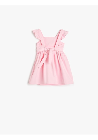 Koton Elbise Kelebek Kollu Beli Bağcıklı Pamuklu Pembe 5smg80026aw Gül