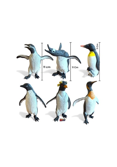 Penguen Hayvan Oyuncak Aile 11 Cm 6 Adet Masa Ve Pasta Dekor Süs