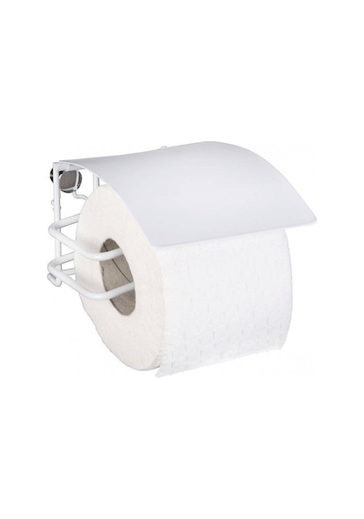 Saban Classic Plus Tuvalet Kağıdı Tutucu Beyaz Kaplamalı, Kapaklı, Duvar Montajlı, Paslanmaz Çelik 14 X 9 X 14 Cm Beyaz