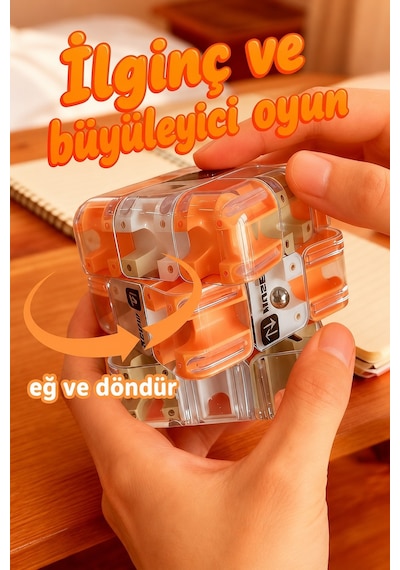 3d Labirent Küp Bulmaca Çelik Bilyeli Eğitici Zeka Oyuncağı Döner Duyusal Beceri Oyunu 6,9 Cm