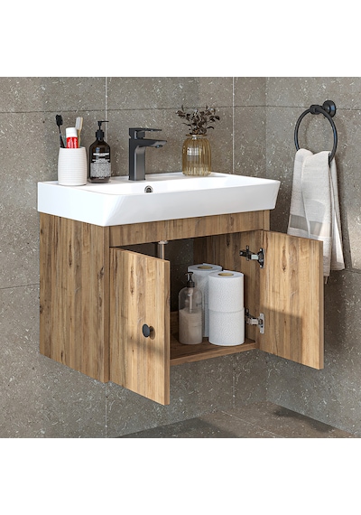 Ada Lavabolu Mat Suntalam Banyo Alt Dolabı 60 Cm Atlantik Çam