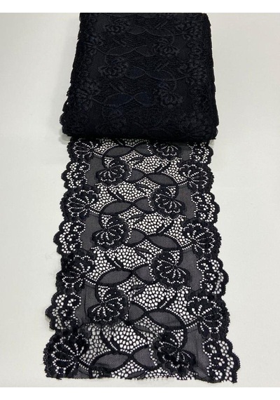 Likralı Dantel Esnek Dantel 1 Metre Siyah
