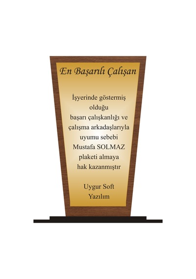 No:1 En Başarılı Çalışan Plaketi Ahşap Mdf Gold Levhaya Baskılı ,kişiye Özel İsim Baskı