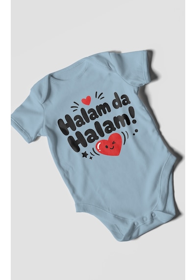Morivokids Halam Da Halam Kısa Kollu Bebek Body %100 Pamuk Bebe Mavisi