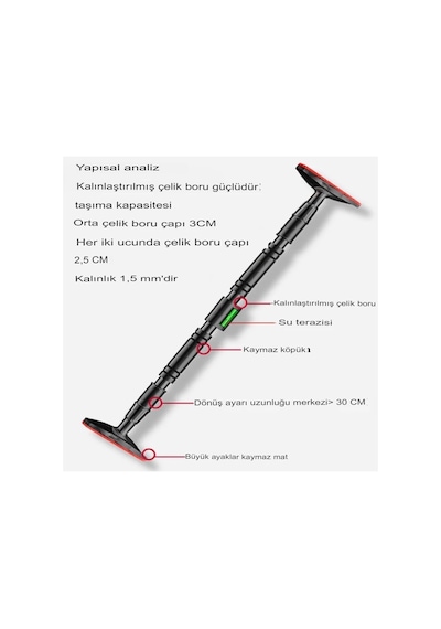 Tr Yeni Nesil 72-95cm Koridor Kapı Barfiksi Barfix Aleti Çubuğu Çekme Barı Demiri Bar Barfix