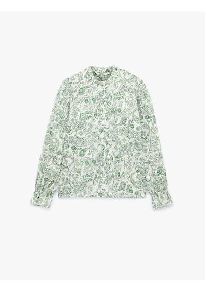 Koton Pamuklu Dantel Detaylı Yuvarlak Yaka Uzun Kollu Floral Desenli Gömlek Yeşil Desenli 6sak60244uw Koton Pamuklu Dantel Detaylı Yuvarlak Yaka Uzun Kollu Floral Desenli Gömlek Yeşil Desenli 6sak60244uw
