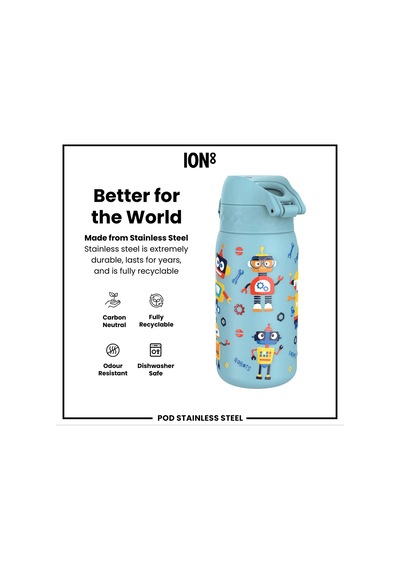 Ion8 - Paslanmaz Çelik Çocuk Suluk - Robotlar - 400 Ml - Sızdırmaz Çok Renkli