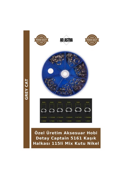 Özel Üretim Aksesuar Hobi Detay Captain 5161 Kaşık Halkası 115li Mix Kutu Nikel standart